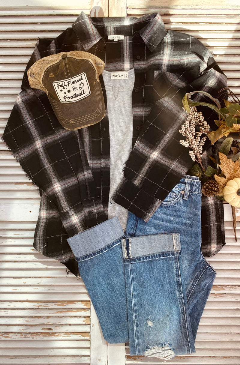 Fall Flannel and Football Distressed Trucker Cap - Catching Fireflies Boutique