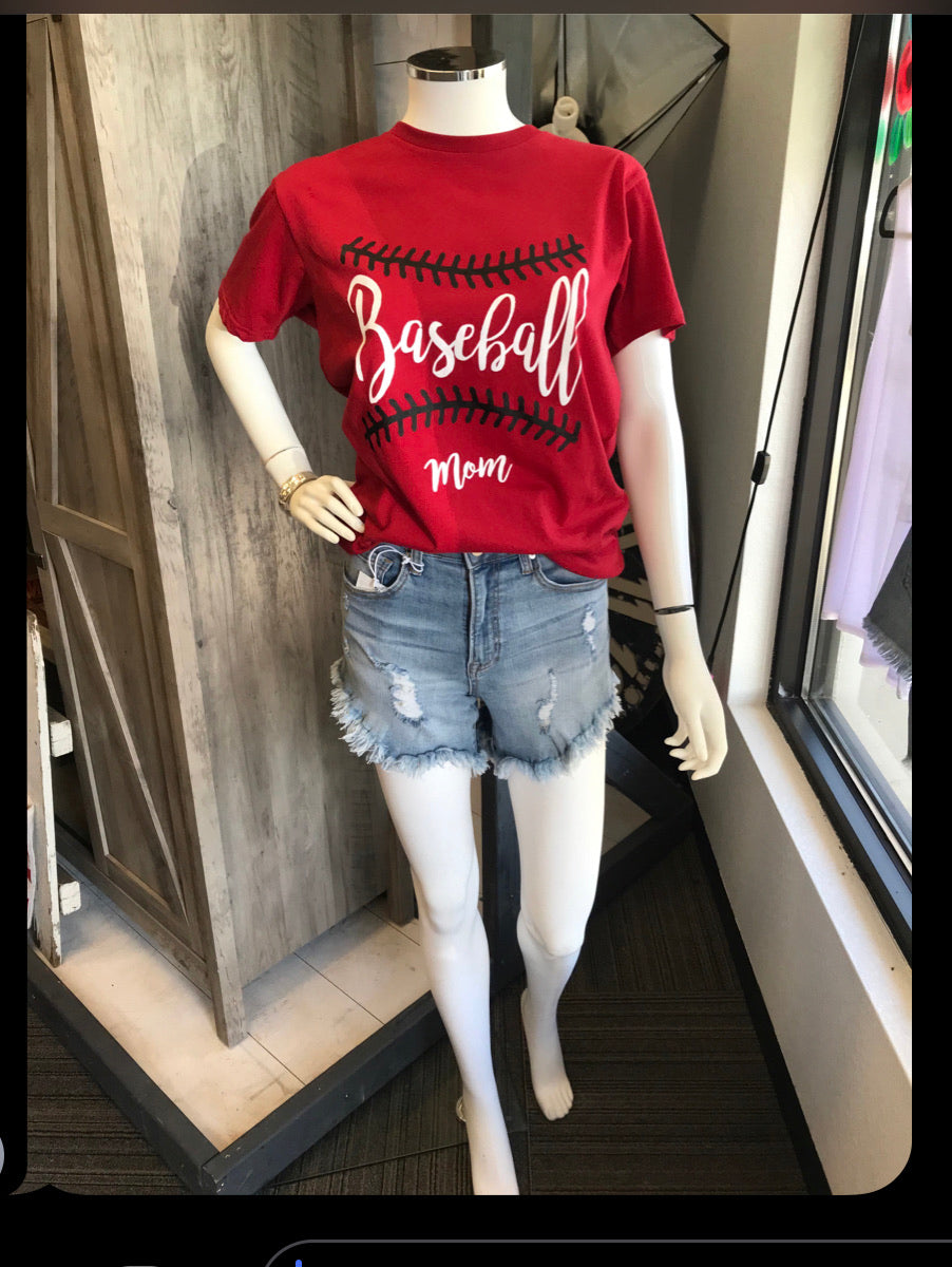 Red Baseball Mom Graphic - Catching Fireflies Boutique