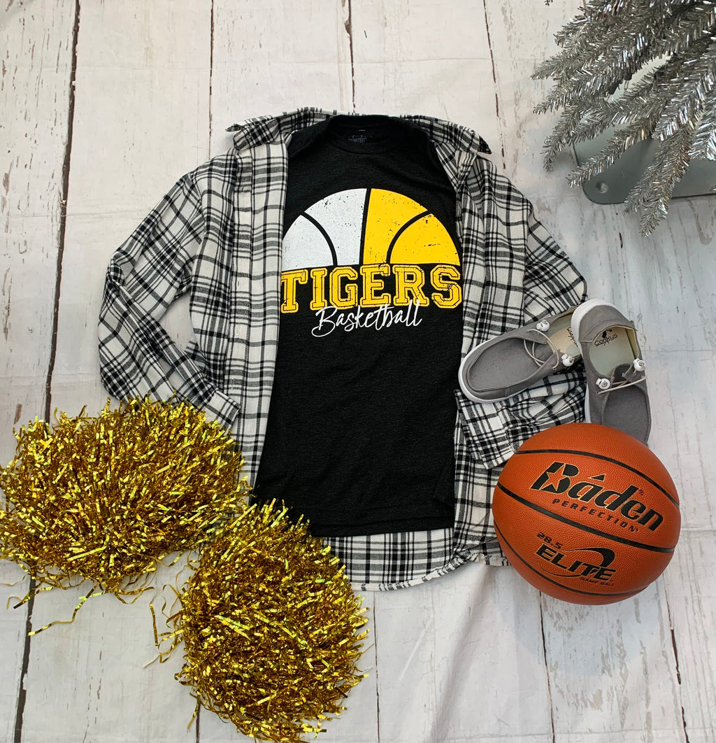 Tiger Basketball Black Bella Tee - Catching Fireflies Boutique