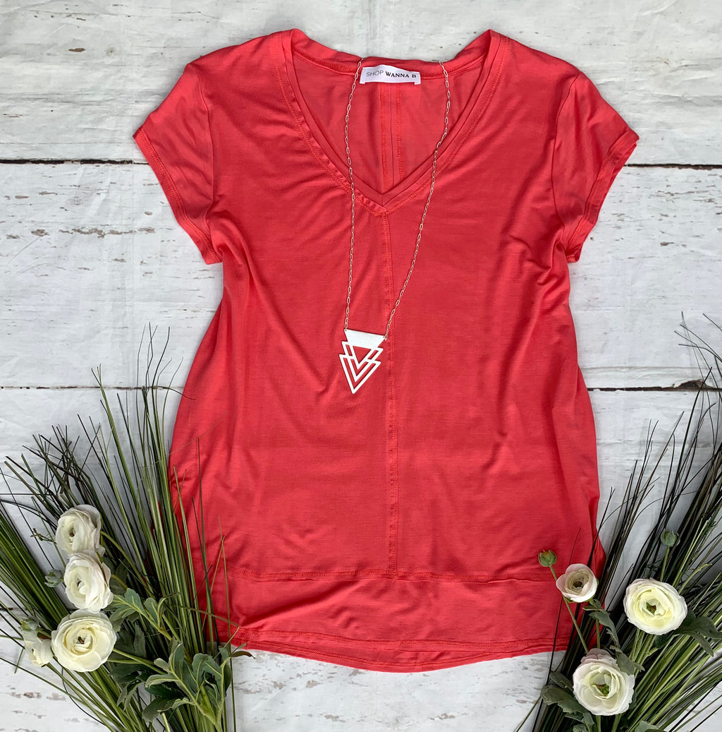 Think Of Me Coral Pink Top - Catching Fireflies Boutique