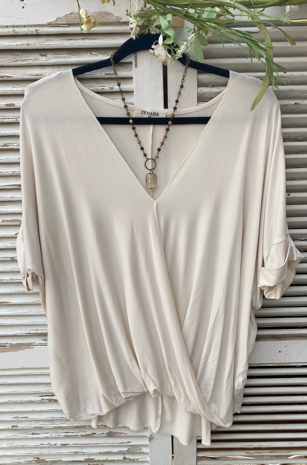 ^Sand Beige Plus Layered Crepe Top - Catching Fireflies Boutique