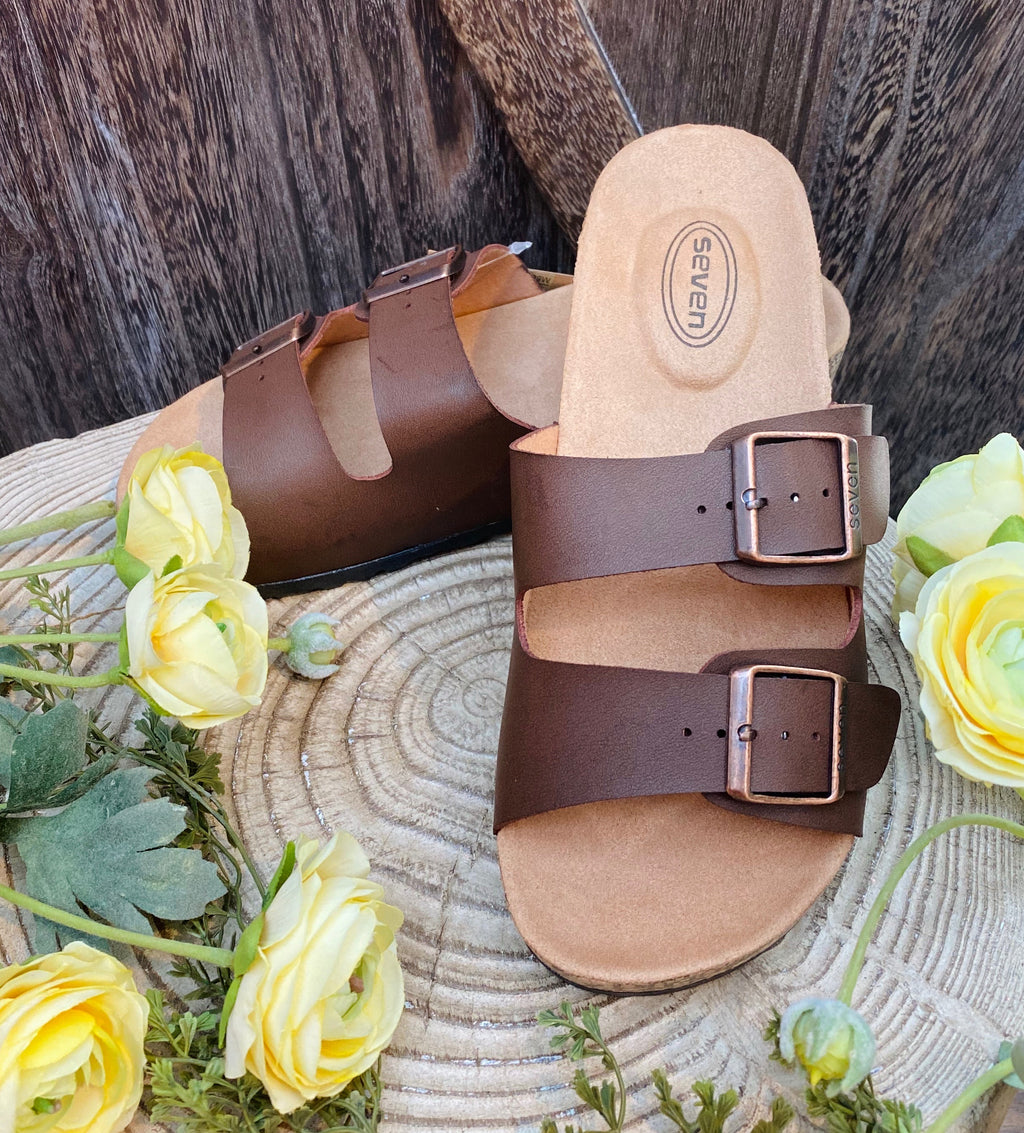 Do A Double Take Double Strap Sandal-Light Brown - Catching Fireflies Boutique