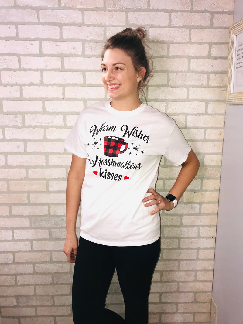 White Marshmallow Kisses Graphic Tee - Catching Fireflies Boutique