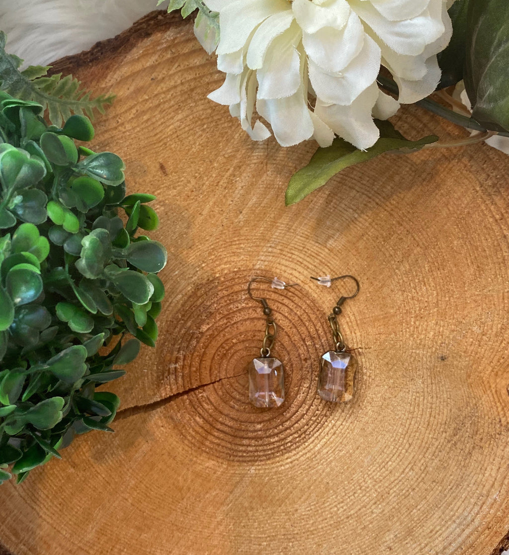 ^Gold Tone Gemstone Drop Earrings. - Catching Fireflies Boutique