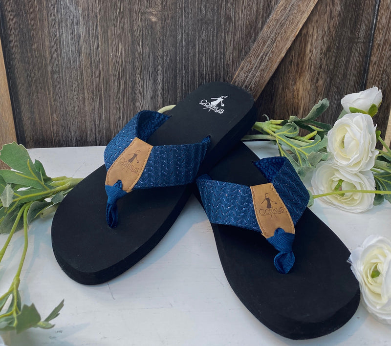 Navy Lakeview Flipflops - Catching Fireflies Boutique