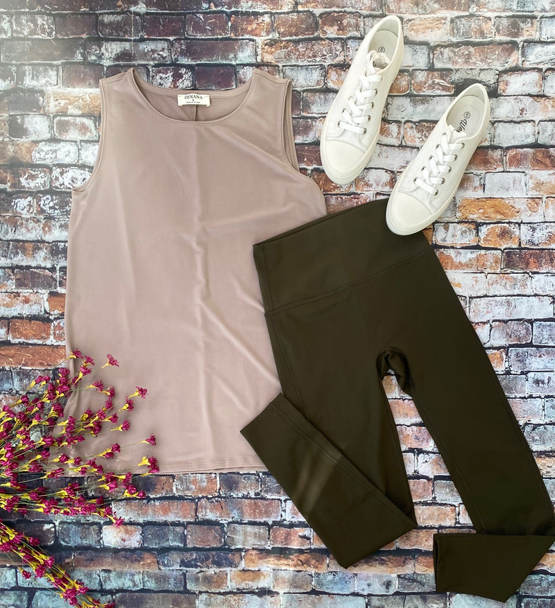 Dark Olive Athletic Side Seam Leggings - Catching Fireflies Boutique