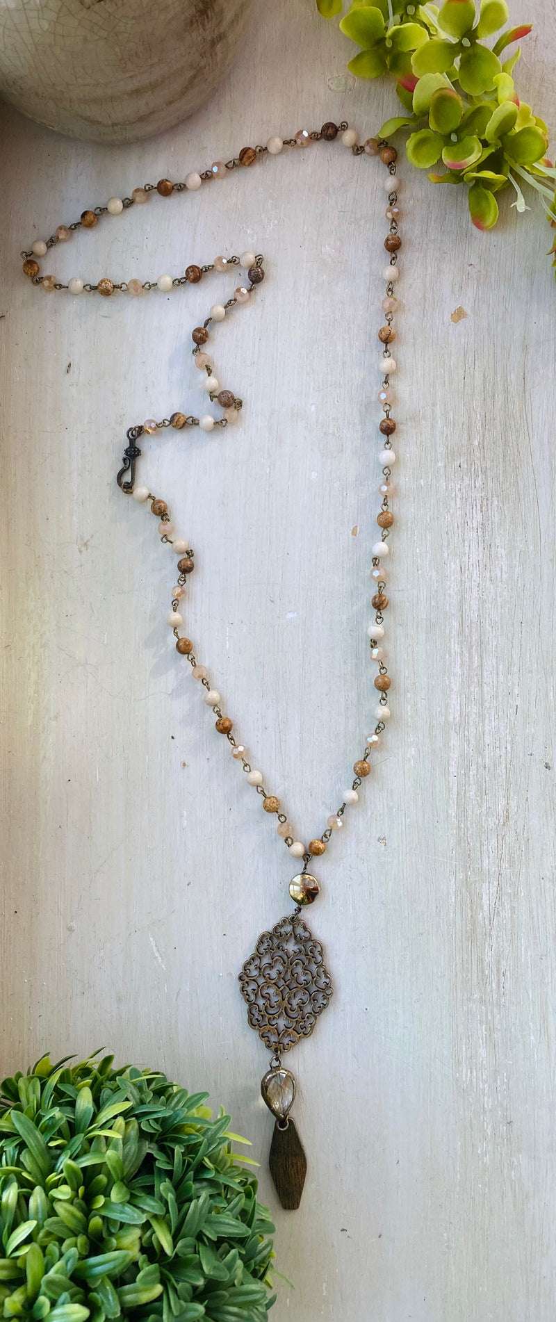 ^Filled With Grace Gold Tonal Bead Necklace - Catching Fireflies Boutique