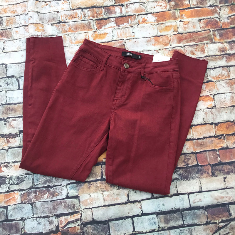 Cello Stretch Burgundy Jeans - Catching Fireflies Boutique