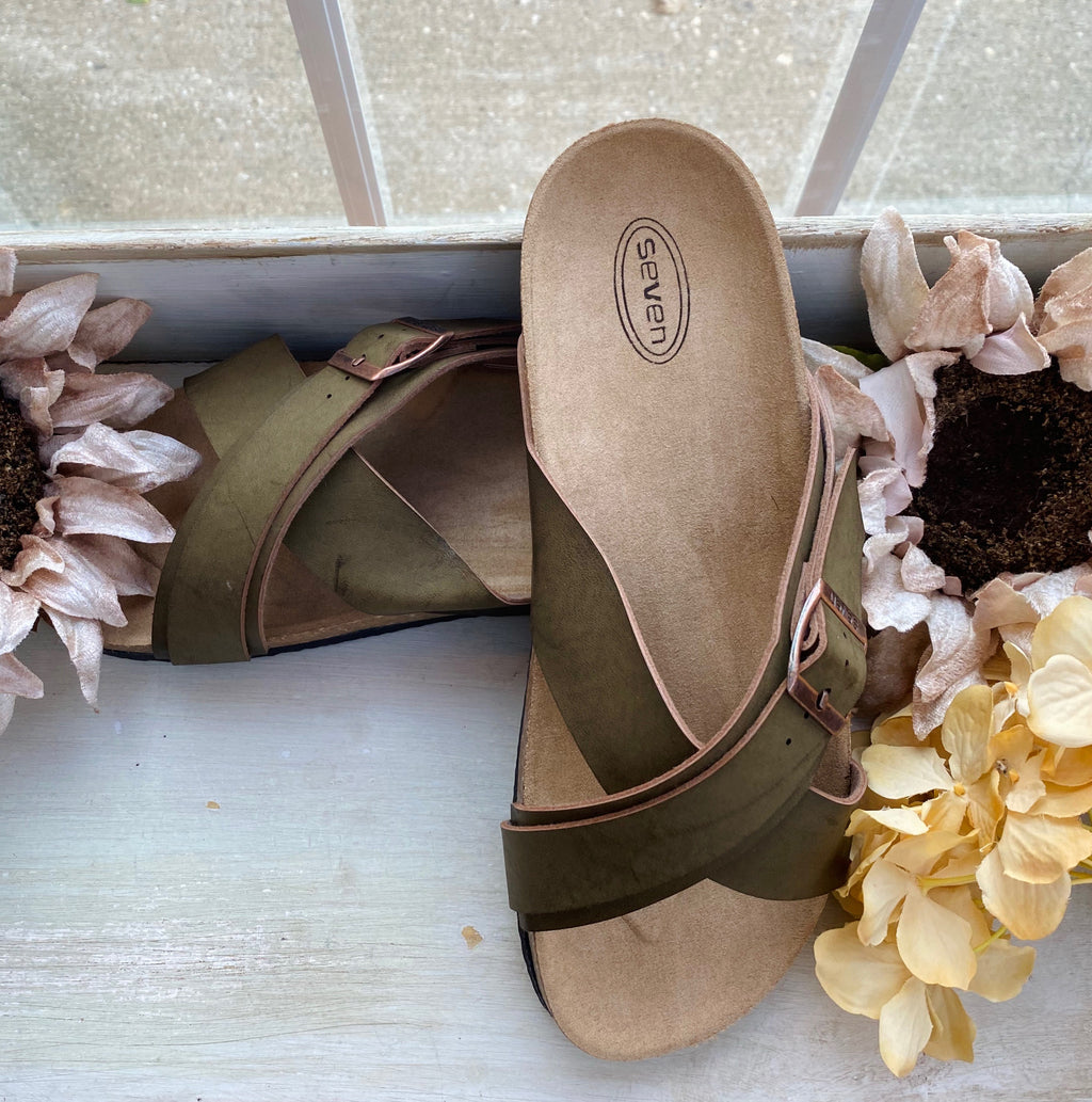 Ready To Conquer The Day Sandals-Olive - Catching Fireflies Boutique