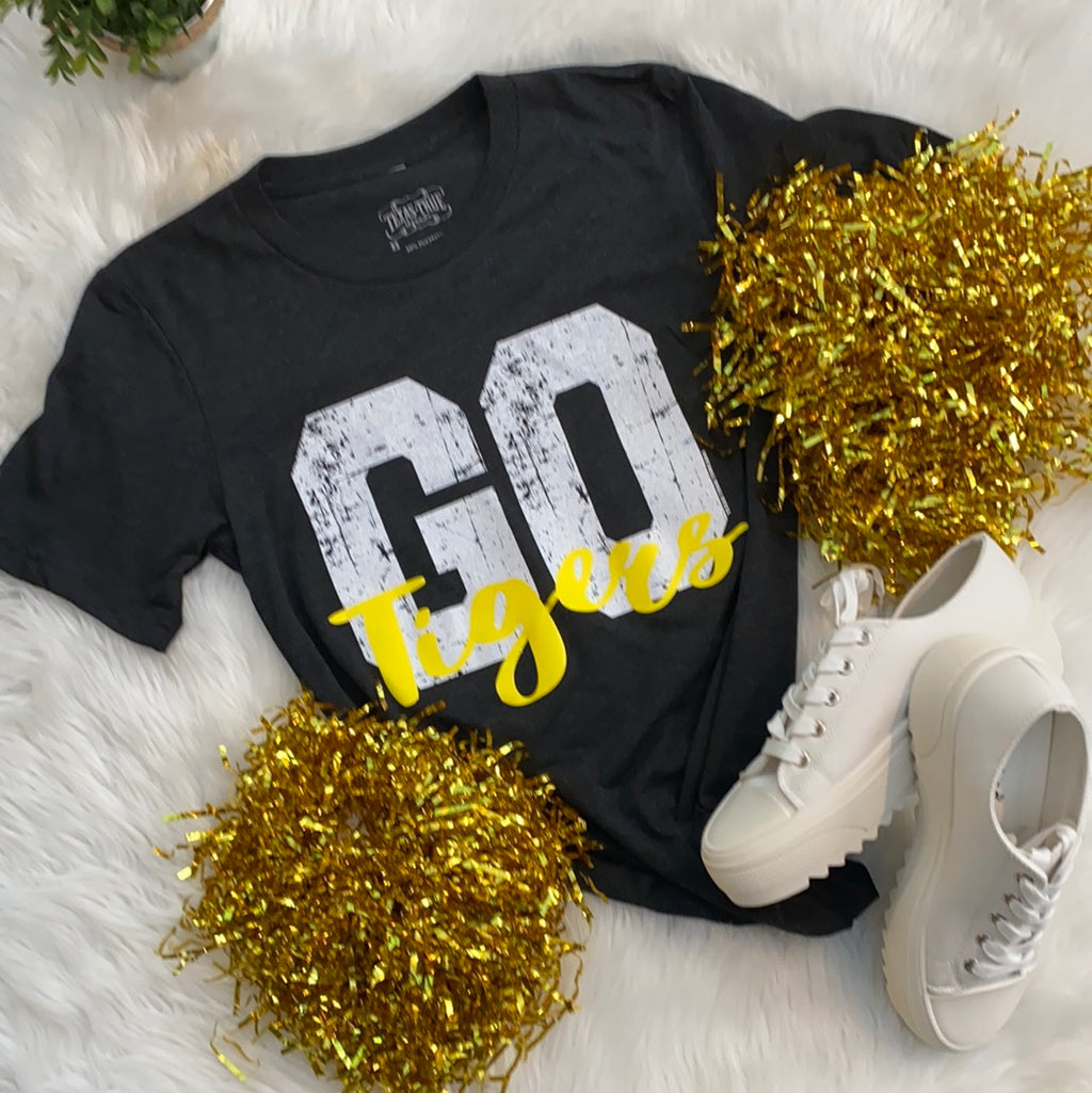 Go Tigers Black Plus Bella Canvas Graphic Tee - Catching Fireflies Boutique