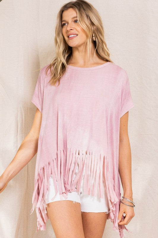 Perfect In Pink Fringe Shirt - Catching Fireflies Boutique