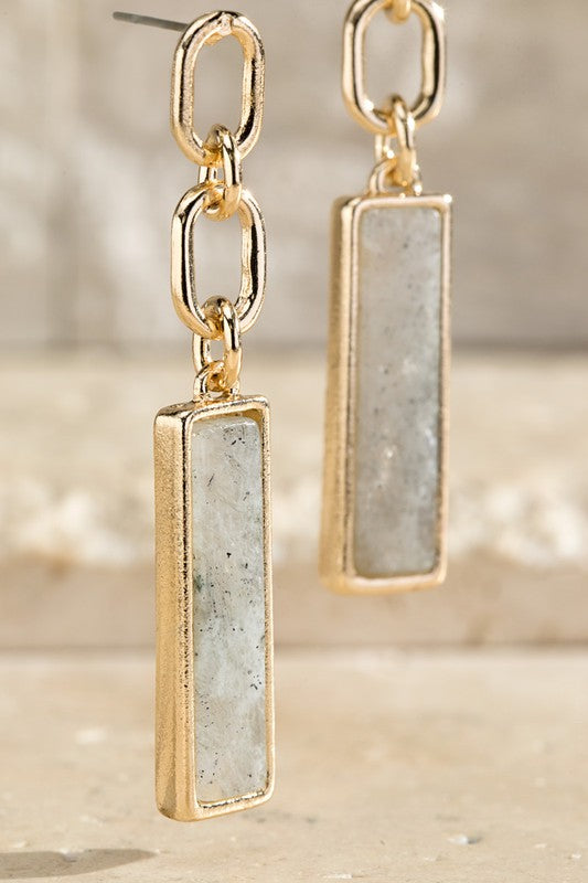 Double Link Chain With Natural Stone Earrings - Catching Fireflies Boutique