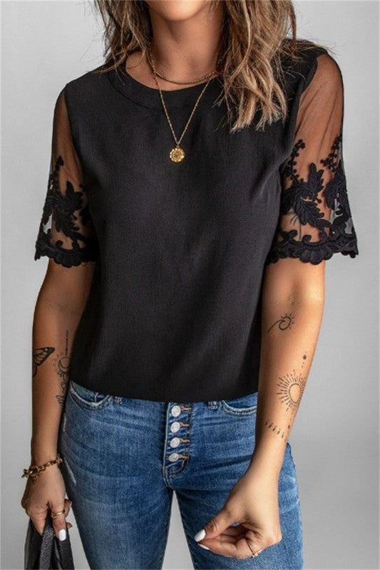 *Lovely In Lace Black Top - Catching Fireflies Boutique