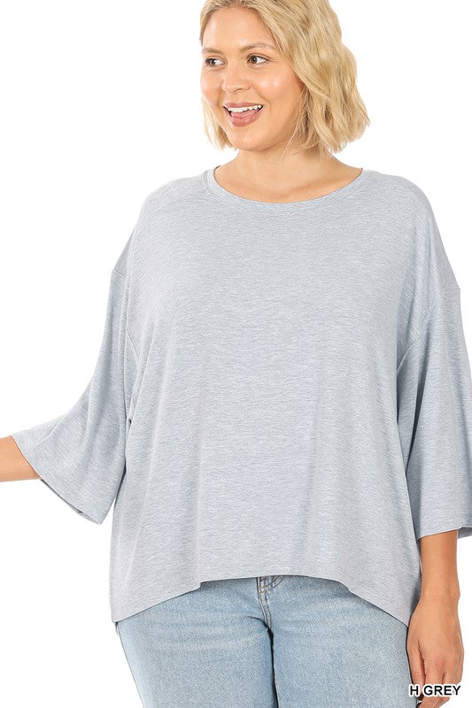 Boxy Is Foxy Plus Light Grey Top - Catching Fireflies Boutique