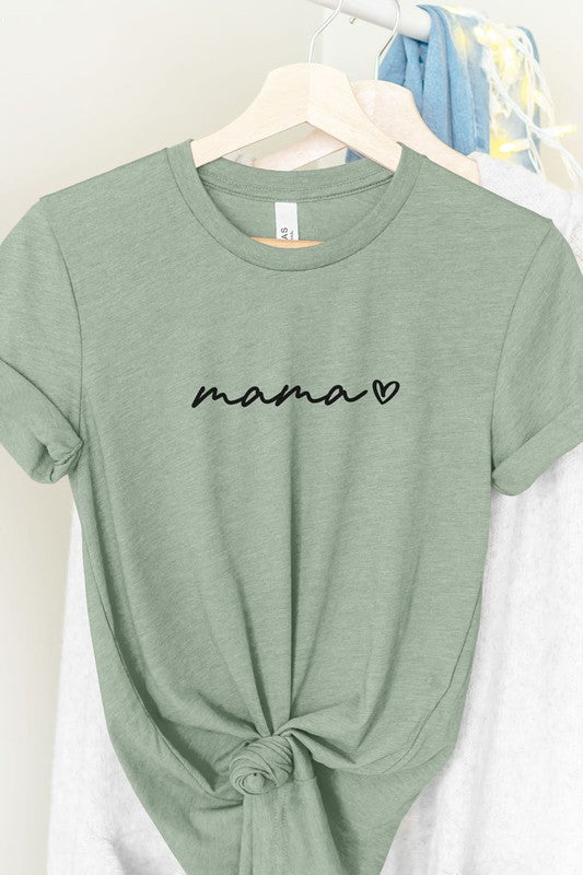 Mama Heart Heather Sage Graphic T-Shirt - Catching Fireflies Boutique