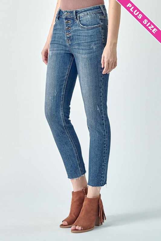 Georgia Plus Mid Rise Button Fly Jeans - Catching Fireflies Boutique