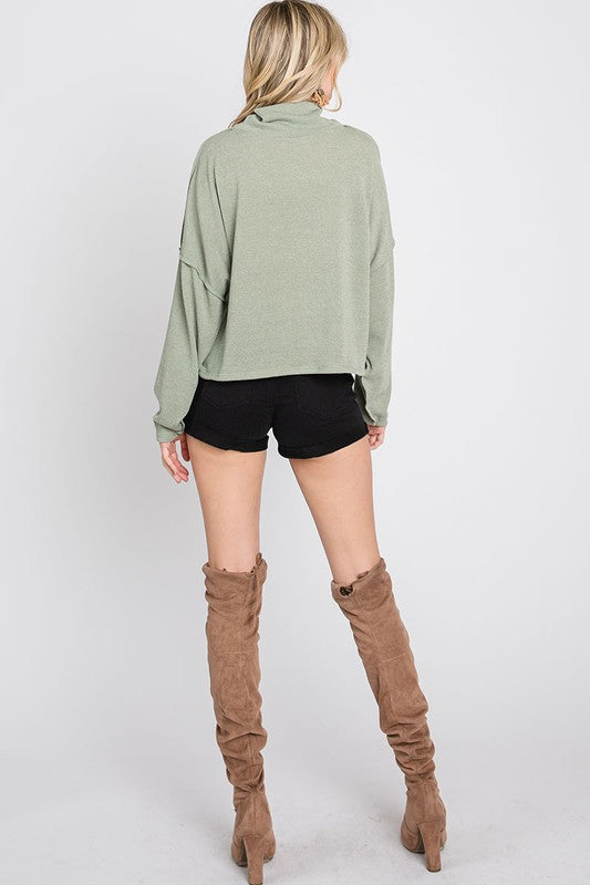 No Ordinary Olive Plus Cropped Long Sleeve Top - Catching Fireflies Boutique