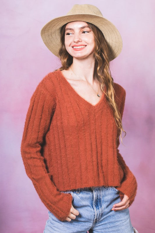 Cozy Is Rosy Rust Knit Sweater - Catching Fireflies Boutique