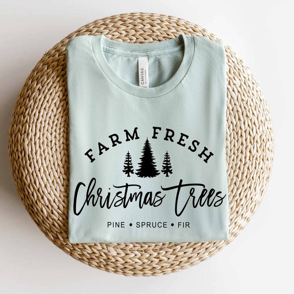 Farm Fresh Christmas Trees Sage Graphic Tee - Catching Fireflies Boutique