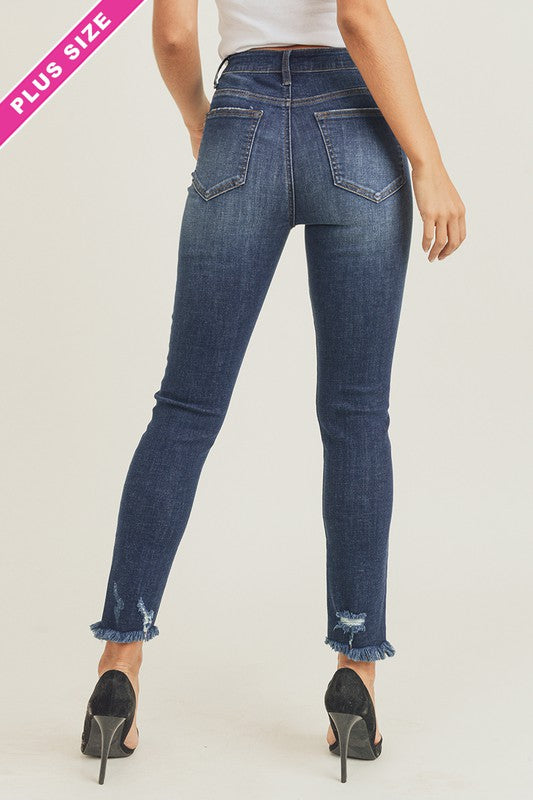 Nellie Frayed Plus Hem Ankle Skinny Jeans - Catching Fireflies Boutique