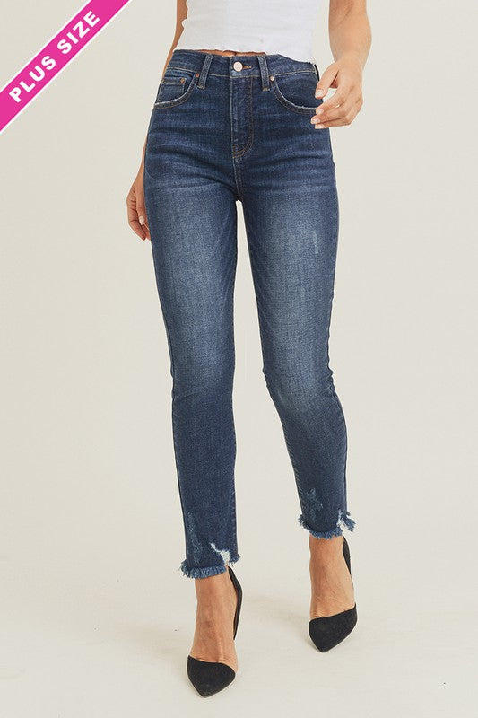 Nellie Frayed Plus Hem Ankle Skinny Jeans - Catching Fireflies Boutique