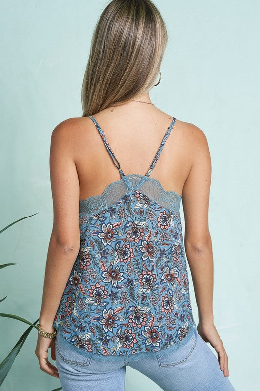 Shimmer Of Blue Lace Front Tank - Catching Fireflies Boutique