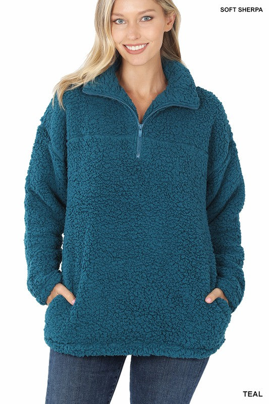 Teal Super Soft Sherpa Pullover - Catching Fireflies Boutique