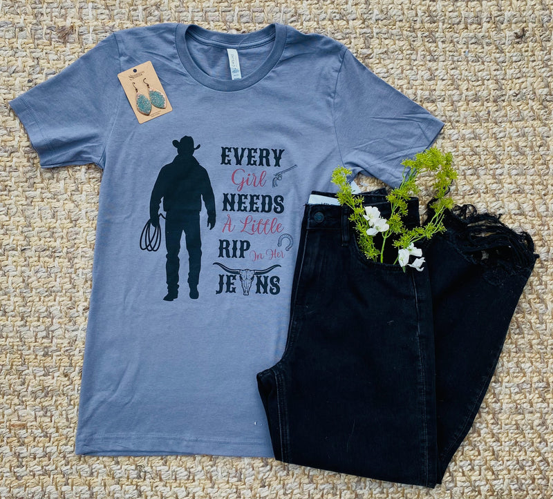 : Every Girl Needs A Little Rip In Her Jeans Plus Tee - Catching Fireflies Boutique