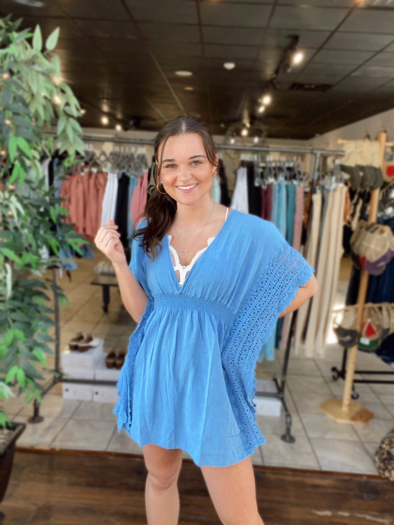 Drawn To You Plus Blue Coverup - Catching Fireflies Boutique