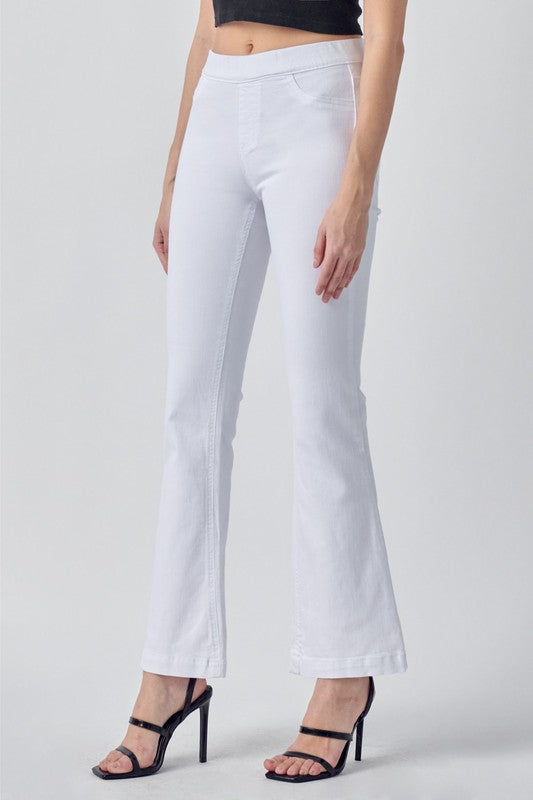 Hollie Mid Rise White Flare Jeggings - Catching Fireflies Boutique
