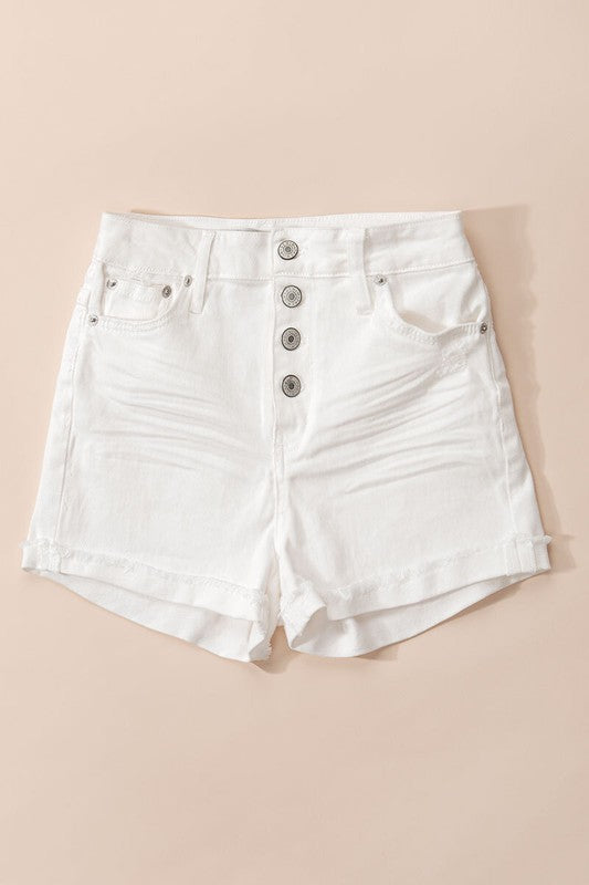 Riviera Daydream White Button Shorts - Catching Fireflies Boutique