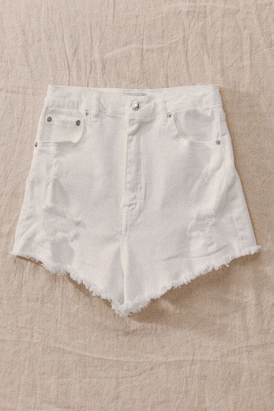 Out The Door White Distressed Shorts - Catching Fireflies Boutique